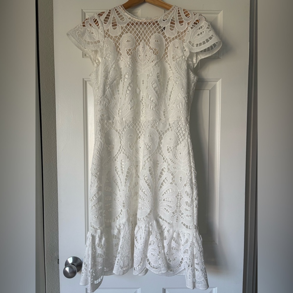 White House Black Market White Lace Midi Dress
